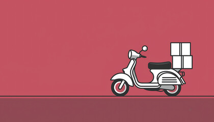 minimal retro scooter delivery on red background