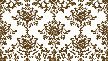 Color Damask Seamless Vector Pattern.  Elegant Design in Royal  Baroque Style Background Texture. Floral and Swirl Element.  Ideal for Textile Print and Wallpapers. 