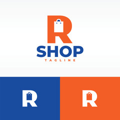 letter R shopping bag logo
