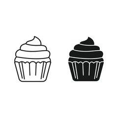 Two cupcakes in black and white isolated on, dessert concept