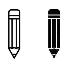 Pencil icon in outline and solid style isolated on