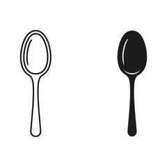 Spoon icon in outline and solid style isolated on