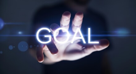 Businessman Touching Digital Goal with Futuristic Interface