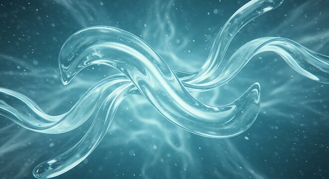 Abstract 3D Rendering of Intertwined Molecular Structures in Glowing Blue Biological Science Background