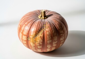 A single ripe pumpkin isolated on white background