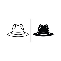 Two fedora hats, one white and one black isolated on