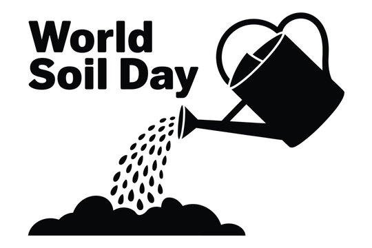 World Soil Day illustration of a watering can pouring soil onto the ground