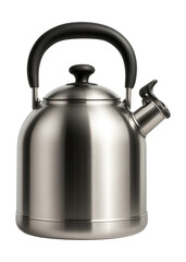 Spacious stainless steel kettle with double-wall design and whistle, perfect for family