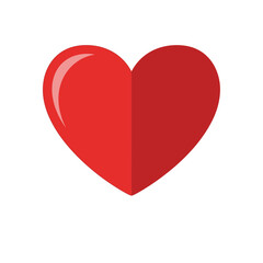 Obraz premium Red Heart Icon with Shadow Isolated on White Background for Love and Romance Theme