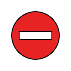 Standard Red No Entry Road Sign Icon Graphic for Traffic Prohibition