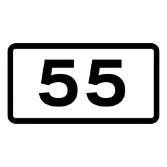 Regulatory Speed Limit 55 Sign on White Background Traffic Graphic