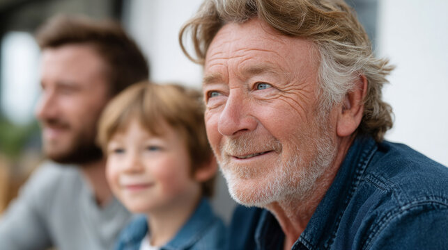 Multigenerational moments celebrating father's day with grandfather and family togetherness