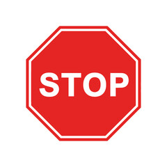 Simple Red Octagon Stop Sign on Clean White Background Graphic