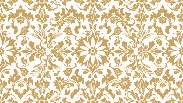 Damask pattern wallpaper design with vintage ornament textures