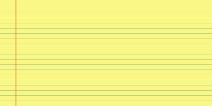 Legal Yellow Paper Line Notebook Background. Lined Note Pad Memo Texture. Vector Illustration