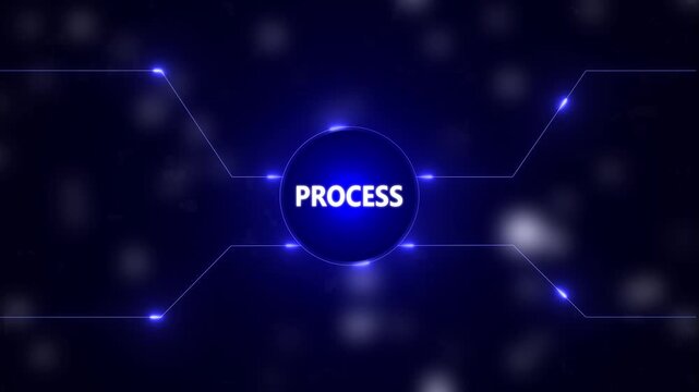 Futuristic neon HUD interface animation – digital process tech background. Neon cyber technology background – futuristic HUD data visualization. - Powered by Adobe