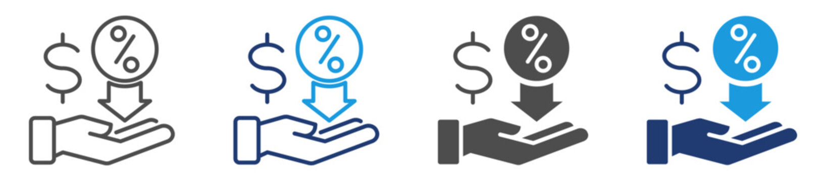 lower costs icon set with multiple style