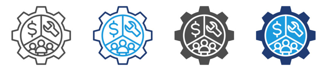 labor economic icon set with multiple style