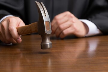 Hand Holding Hammer - Construction, Repair, or Auction Concept