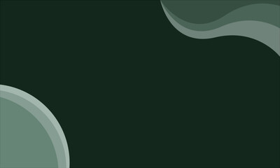 Dark Green Abstract Background with Wave and Rounded Shapes &ndash; Vector Design