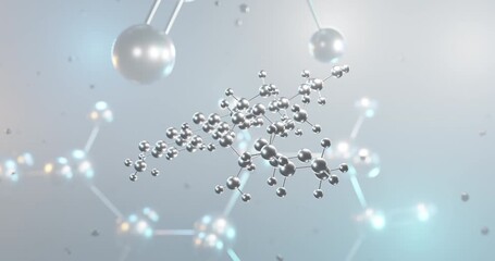 Pirarubicin rotating 3d molecule, molecular structure of antineoplastic seamless video
