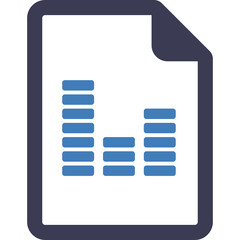 Document Icon Representing Data Analysis With Blue Bar Graph On White Background And Transparent Background Overlay