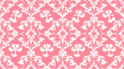Pink Heart Seamless Pattern Vintage Floral Wallpaper Design