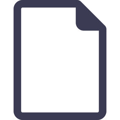A Dark Blue Outline Of A Blank Document Page With A Bent Corner On A Transparent Background Representing A Paper Sheet Or A File Icon For Digital Information And Documentation