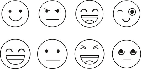 Hand drawn collection of emoticons and symbols for communication and feedback