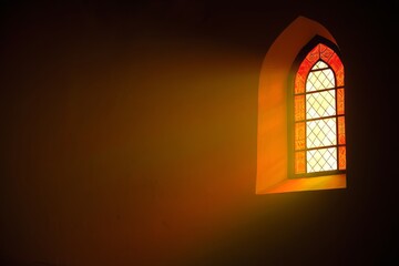 Gothic Window with Stained Glass in Warm Light