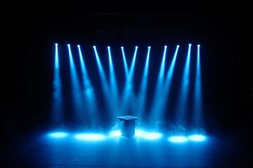 Stage with Blue Light and Pod-Like Structure