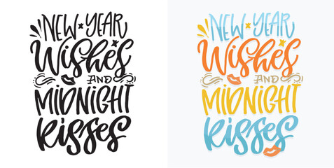 Hello 2026. Merry Christmas and Happy New 2026 Year - cute hand drawn doodle lettering postcard.  Holly Jolly, Tis the season.