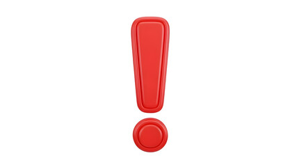 Urgent red exclamation point signals attention, warning, or important announcement against a clean white backdrop