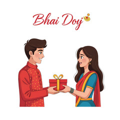 Celebrating Bhai Dooj with love and tradition, a brother gifting a present to his sister with joy and affection during this auspicious festival