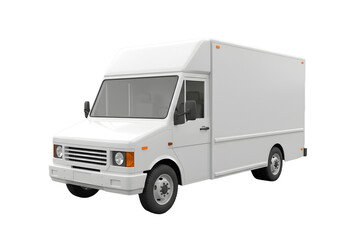 Clean white delivery truck for branding mockups, perfect for logistics companies, catering services, and mobile businesses seeking a professional vehicle design
