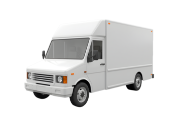 Clean white delivery truck for branding mockups, perfect for logistics companies, catering services, and mobile businesses seeking a professional vehicle design
