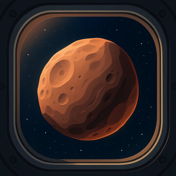 Vector Illustration of Mars's Phobos from Spacecraft