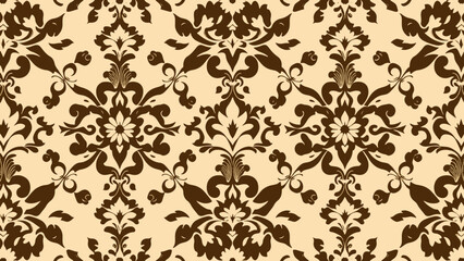 Damask seamless vector background.  For easy making seamless pattern just drag all group into swatches bar, and use it for filling any contours.