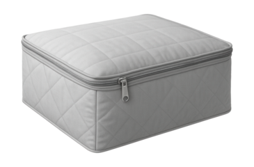 Large storage bag with a sturdy zipper, perfect for comforters or duvets at home.