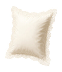 Obraz premium Lace-trimmed pillow slip adds a romantic touch to any wedding suite.