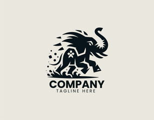 Fototapeta premium Iconic mad elephant displays powerful stance creating bold black vector logo