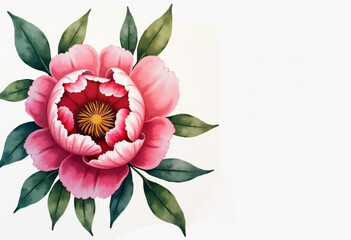 Watercolor peony bouquet with room for message