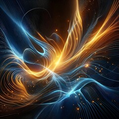Modern luminous waves in gold and blue with a vibrant futuristic vibe.