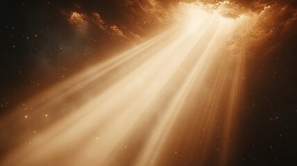 Ethereal Sunlight Beams Piercing Through Wispy, Dark, Dramatic Clouds in a Cosmic Sky