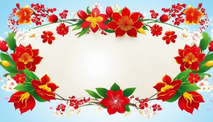 Spring festival floral banner with central blank