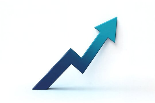 Blue upward arrow symbolizing growth, success, or positive trend on clean white background.