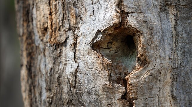 custodianship. Close-up of tree trunk with abnormal swelling and torn bark, textured botanical imperfection. gardening catalogs, home-decor guides, designed for gardening and botanical catalogs.