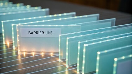 Fototapeta premium Overlapping transparent glass sheets forming a barrier line