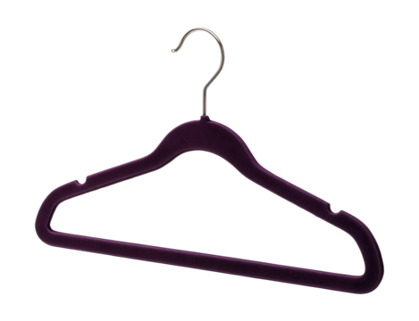 Velvet hanger organizer with notches, perfect for securing dresses and tops in closets.