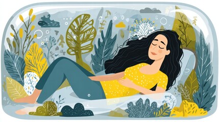 Illustration showing a person entering self preservation mode with calm protective focus.